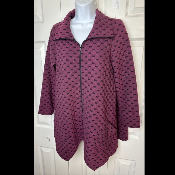HABITAT Clothes To Live In Cranberry Jacket Coat Textured Asymmetric Burgundy - Picture 3 of 10
